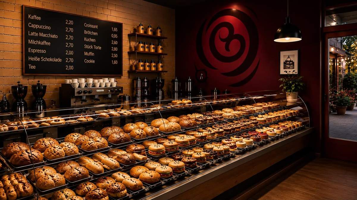 Café Veloso – Theke mit Backwaren und Café-Atmosphäre