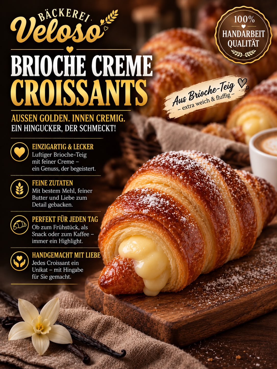 Croissant Creme mit feiner Cremefüllung von Bäckerei Veloso