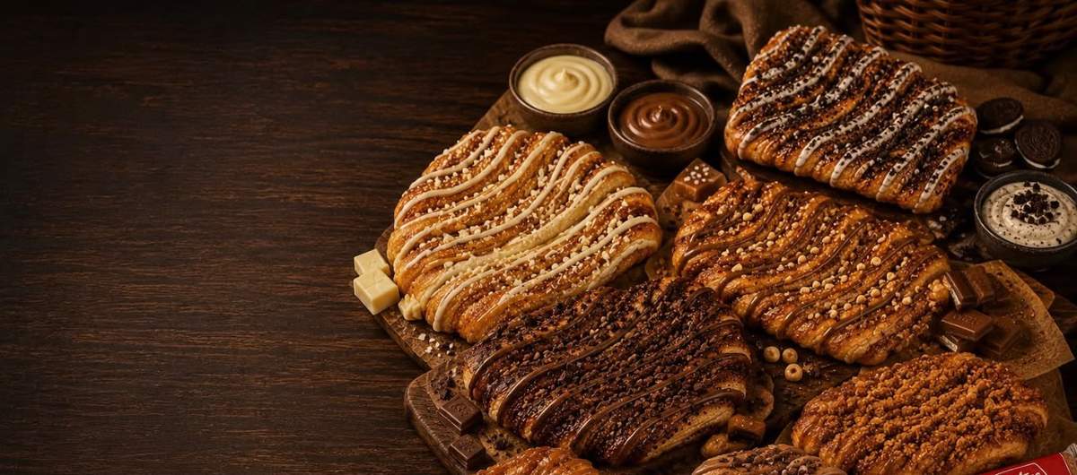 Verschiedene Franzbrötchen-Sorten der Bäckerei Veloso