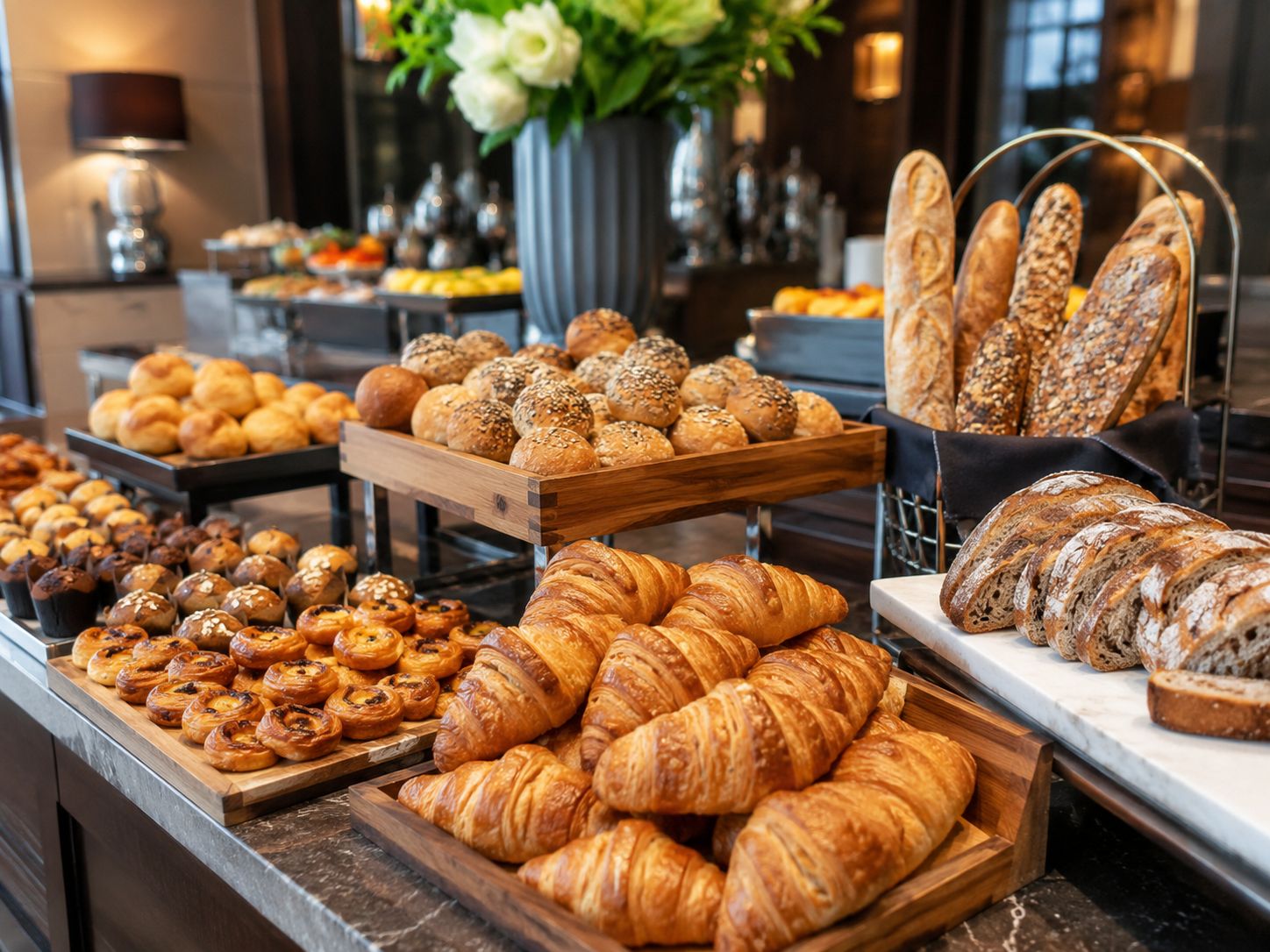 Backwaren auf einem hochwertigen Catering-Buffet