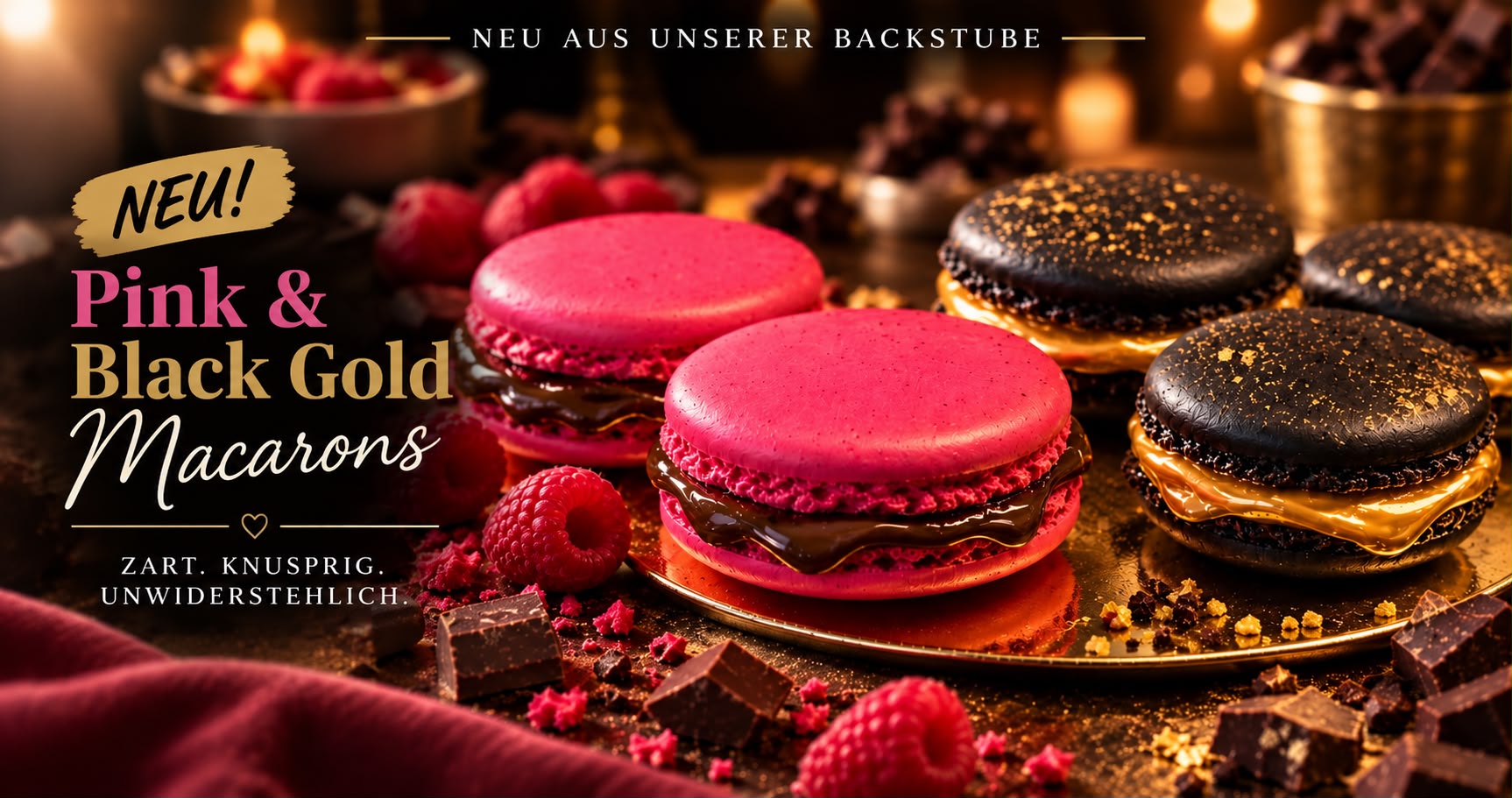 Pink und Black Gold Macarons