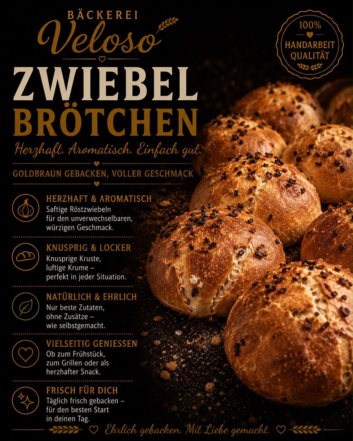 Zwiebelbrötchen mit Röstzwiebeln von Bäckerei Veloso